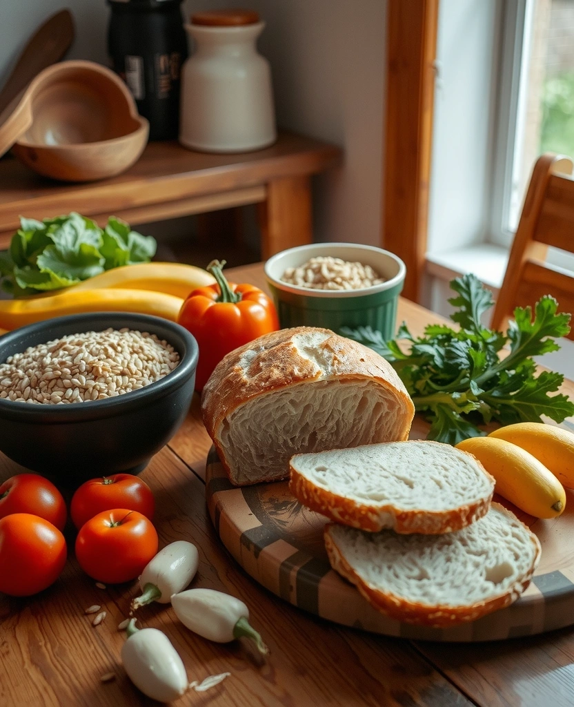 Ingrédients sains et naturels dans une cuisine lumineuse